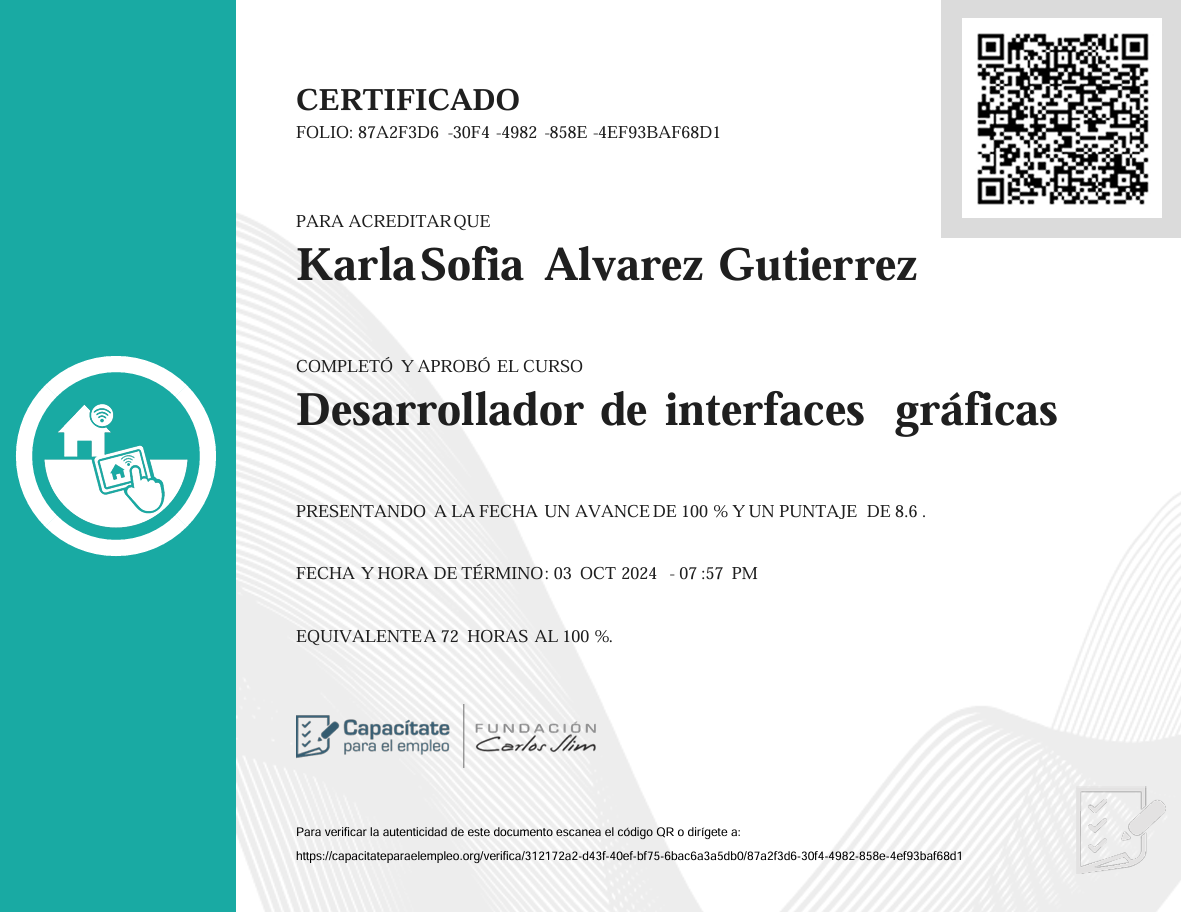 Certificado de Desarrollador de Interfaces Gráficas